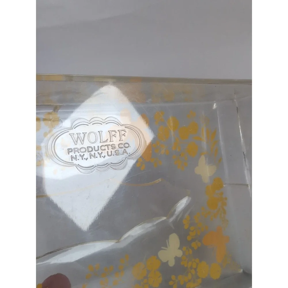 Wolff Acrylic Tissue Box Holder Mount Yellow/Cream Butterflies 10